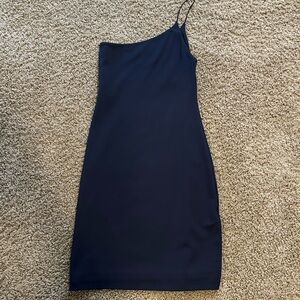 Aritzia Babaton Contour One Shoulder Mini Dress Navy Blue